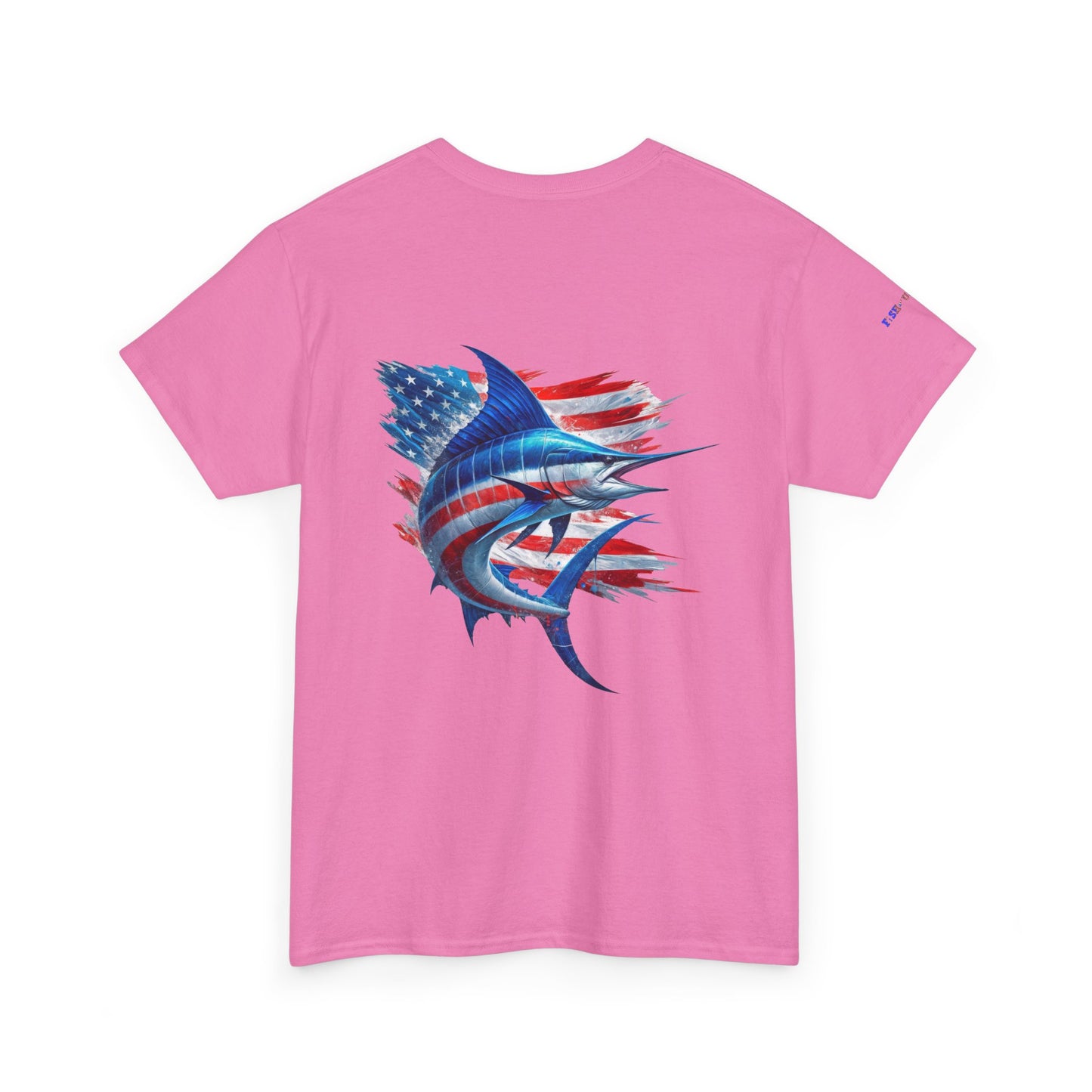 Large Logo Marlin Patriotic Gulf of America Tee, Unisex Cotton T-Shirt, Fishing Shirt, Summer Apparel, Casual Wear, Gift for Anglers