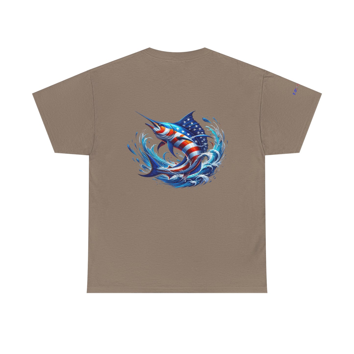 American Flag Marlin Patriotic Gulf of America Tee, Unisex Cotton T-Shirt