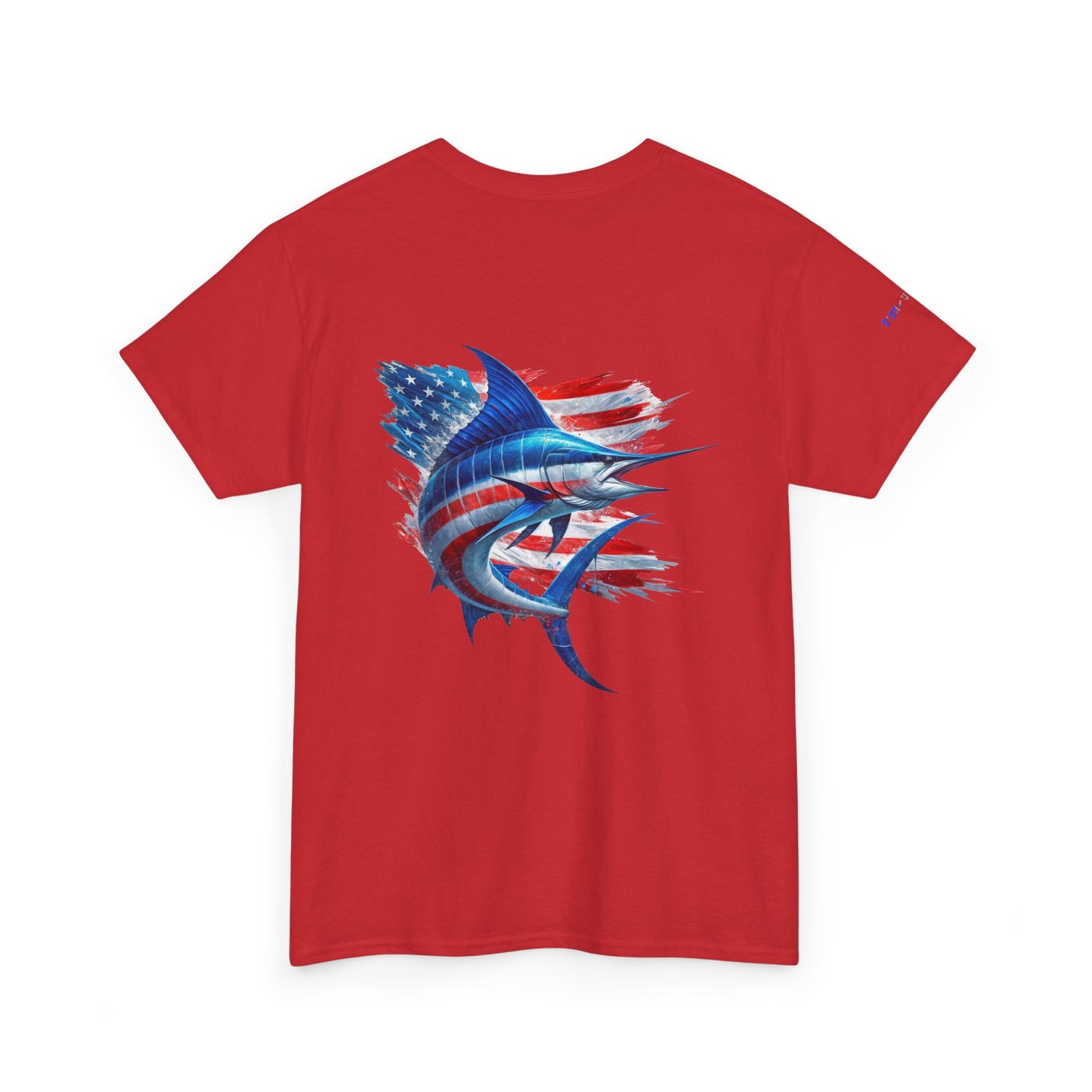 Large Logo Marlin Patriotic Gulf of America Tee, Unisex Cotton T-Shirt, Fishing Shirt, Summer Apparel, Casual Wear, Gift for Anglers