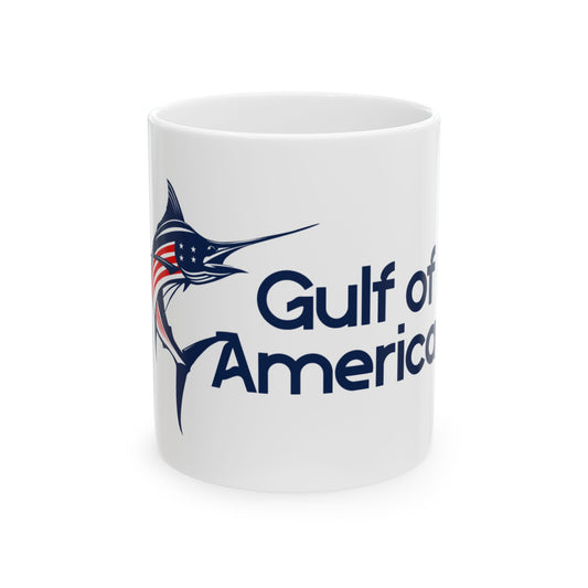 Gulf of America Fish Ceramic Mug - 11oz & 15oz, Fishing Gift, Coffee Lover Mug, Maritime Decor, Personalized Drinkware