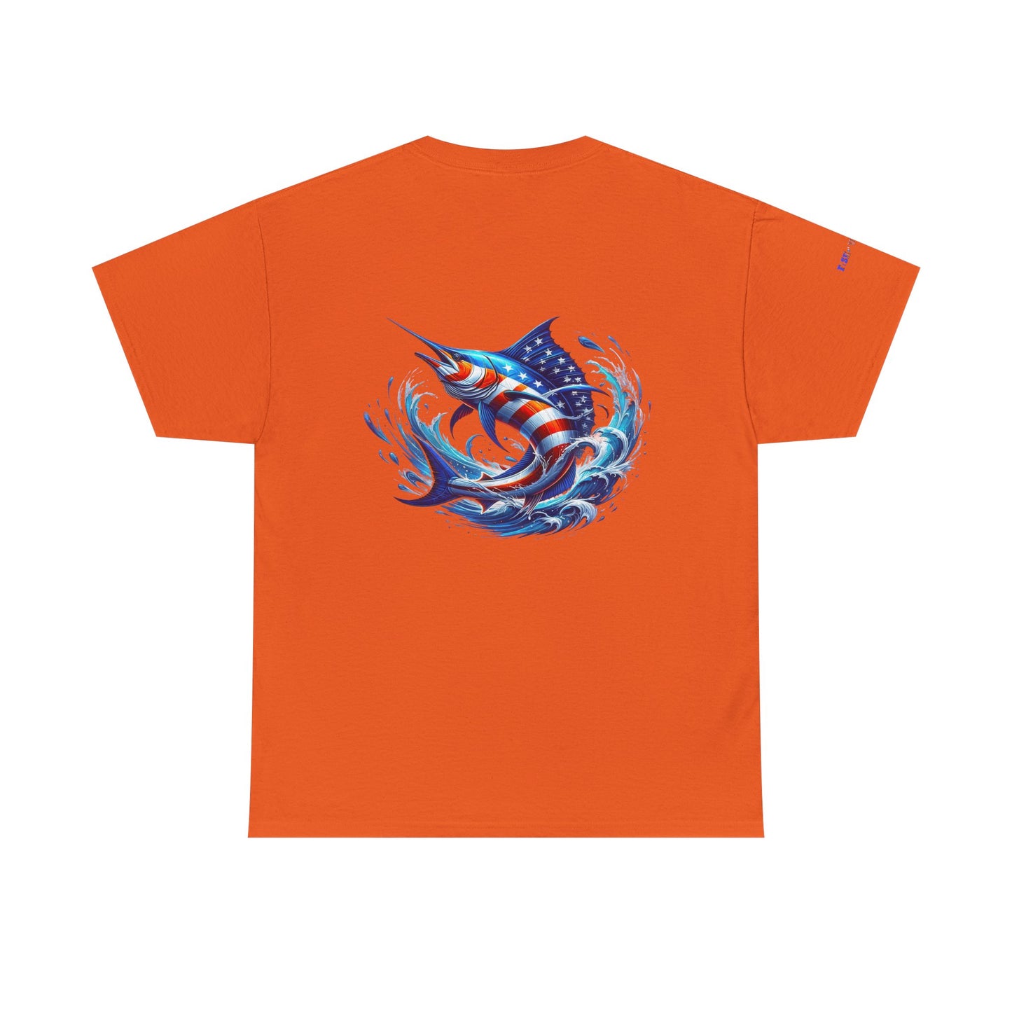 American Flag Marlin Patriotic Gulf of America Tee, Unisex Cotton T-Shirt