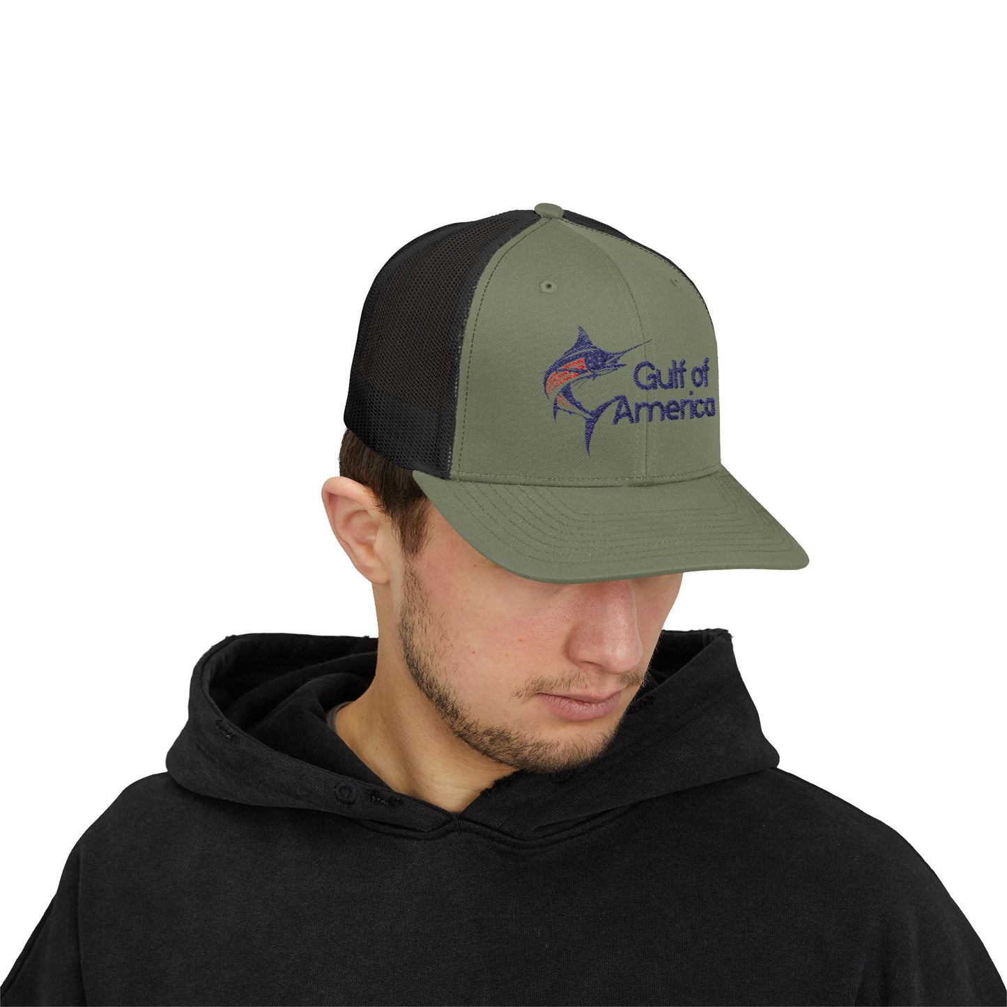 Gulf of America Snapback Trucker Cap, Fishing Gift, Summer Hat, Outdoor Accessories, Beachwear, Casual Wear, Fishing Enthusiast