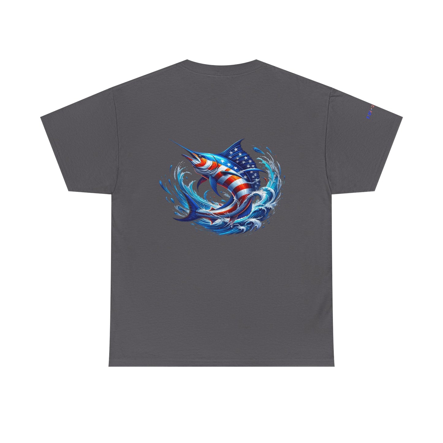 American Flag Marlin Patriotic Gulf of America Tee, Unisex Cotton T-Shirt
