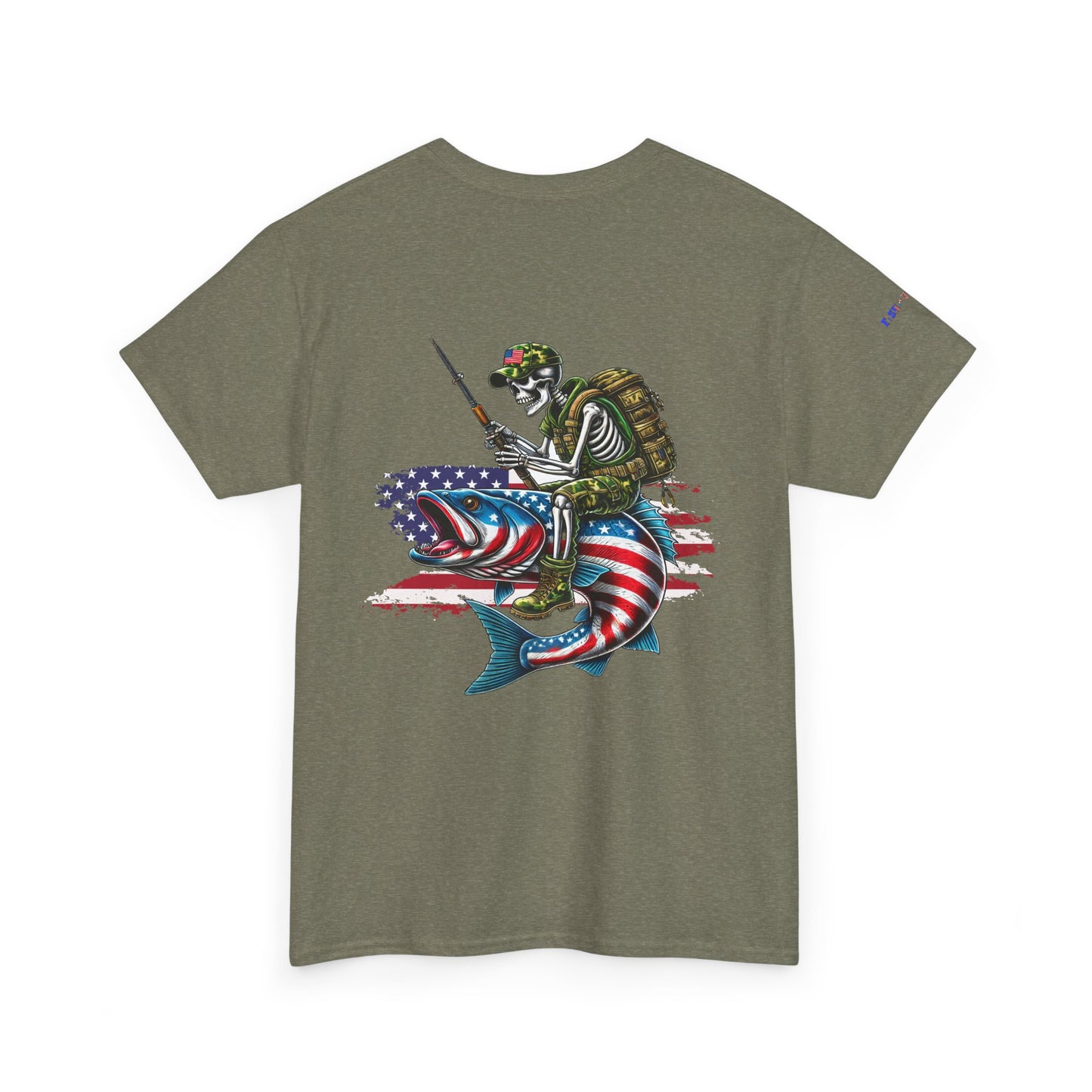 Soldier Riding Fish Patriotic Gulf of America Tee, Unisex Cotton T-Shirt, Fishing Shirt, Summer Apparel, Casual Wear, Gift for Anglers