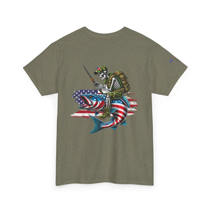 Soldier Riding Fish Patriotic Gulf of America Tee, Unisex Cotton T-Shirt, Fishing Shirt, Summer Apparel, Casual Wear, Gift for Anglers