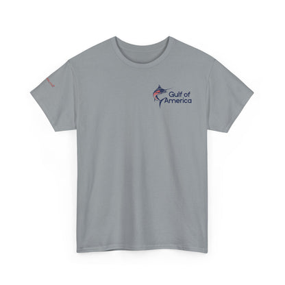 Large Logo Marlin Patriotic Gulf of America Tee, Unisex Cotton T-Shirt, Fishing Shirt, Summer Apparel, Casual Wear, Gift for Anglers