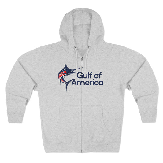 Gulf of America Unisex Zip Hoodie - Cozy Casual Wear, Beach Day, Fishing Trip, Outdoor Adventure, Friends & Family Gift