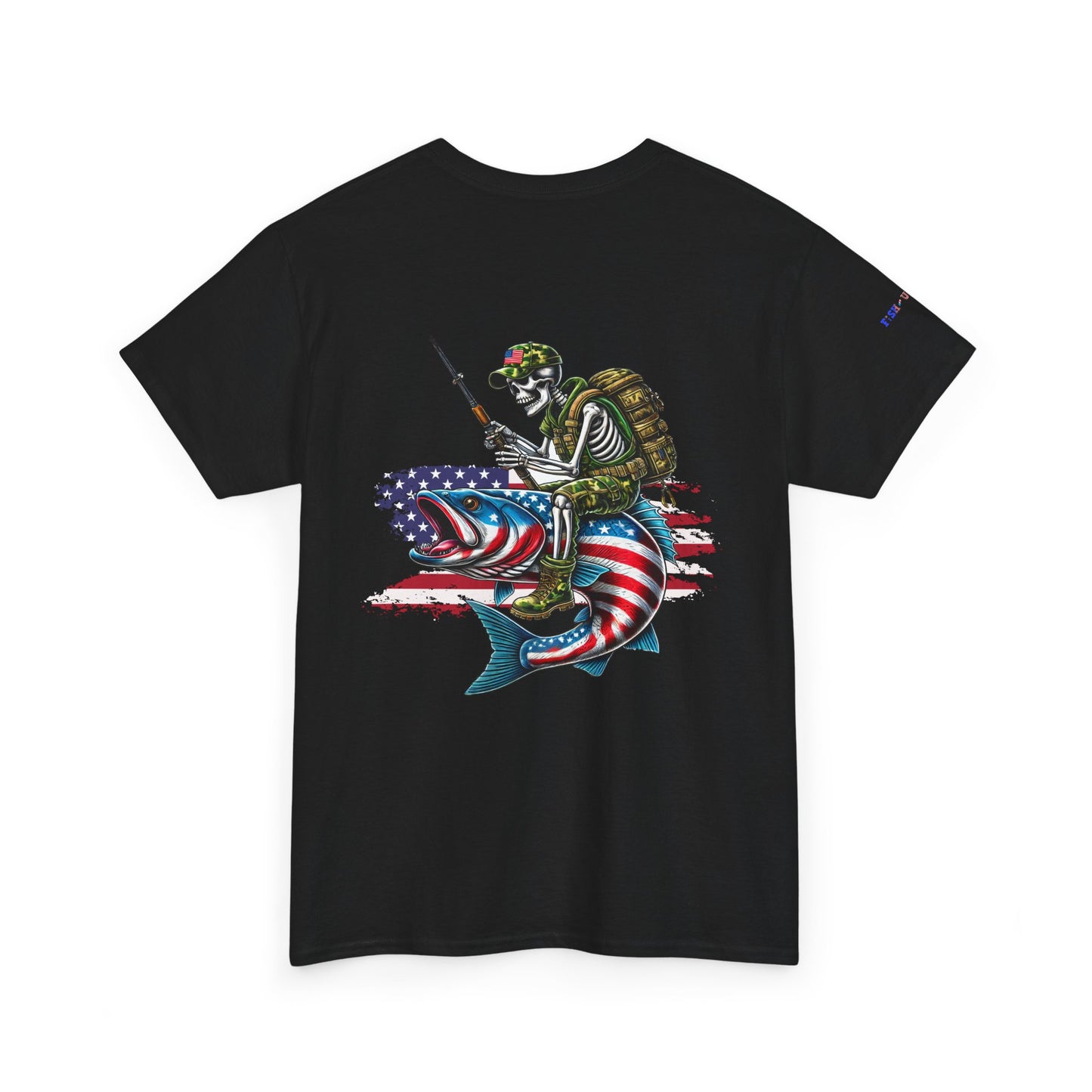 Soldier Riding Fish Patriotic Gulf of America Tee, Unisex Cotton T-Shirt, Fishing Shirt, Summer Apparel, Casual Wear, Gift for Anglers