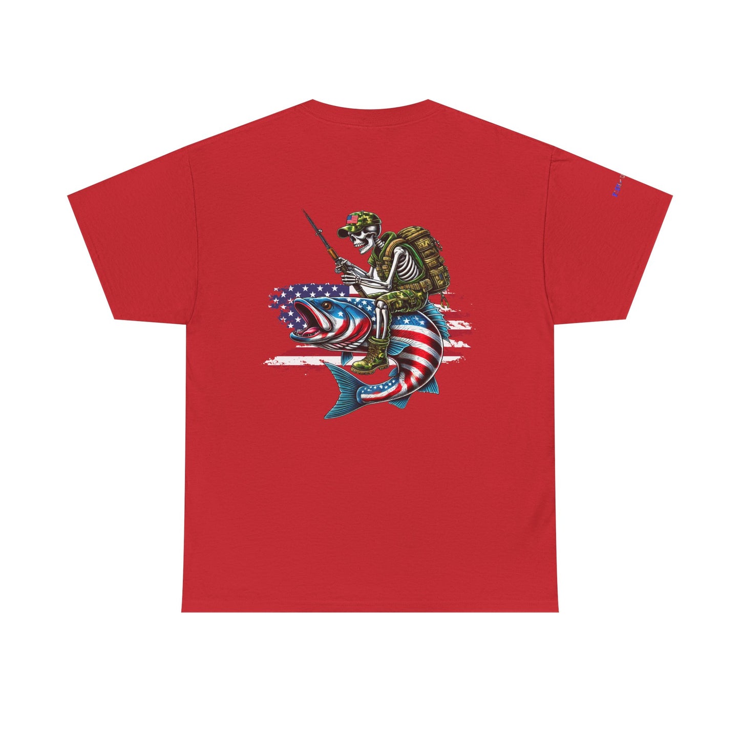 Soldier Riding Fish Patriotic Gulf of America Tee, Unisex Cotton T-Shirt, Fishing Shirt, Summer Apparel, Casual Wear, Gift for Anglers
