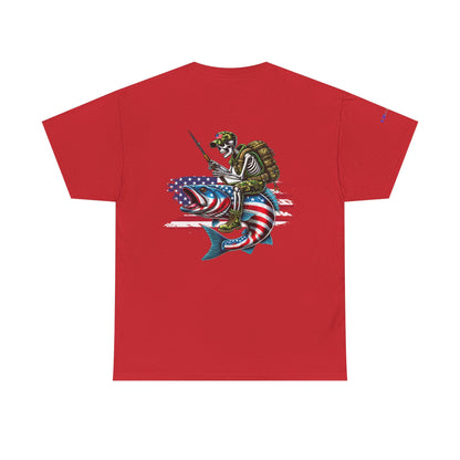 Soldier Riding Fish Patriotic Gulf of America Tee, Unisex Cotton T-Shirt, Fishing Shirt, Summer Apparel, Casual Wear, Gift for Anglers