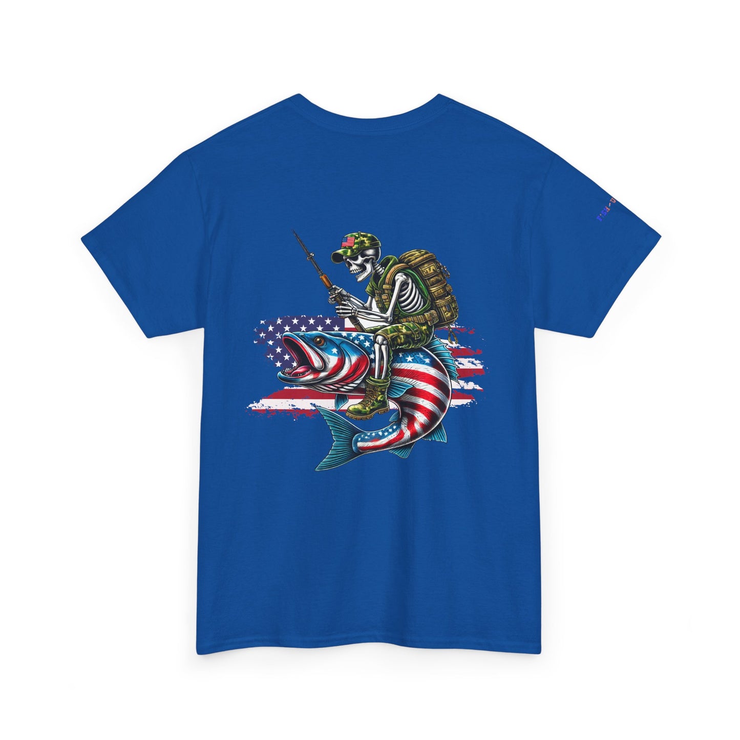 Soldier Riding Fish Patriotic Gulf of America Tee, Unisex Cotton T-Shirt, Fishing Shirt, Summer Apparel, Casual Wear, Gift for Anglers
