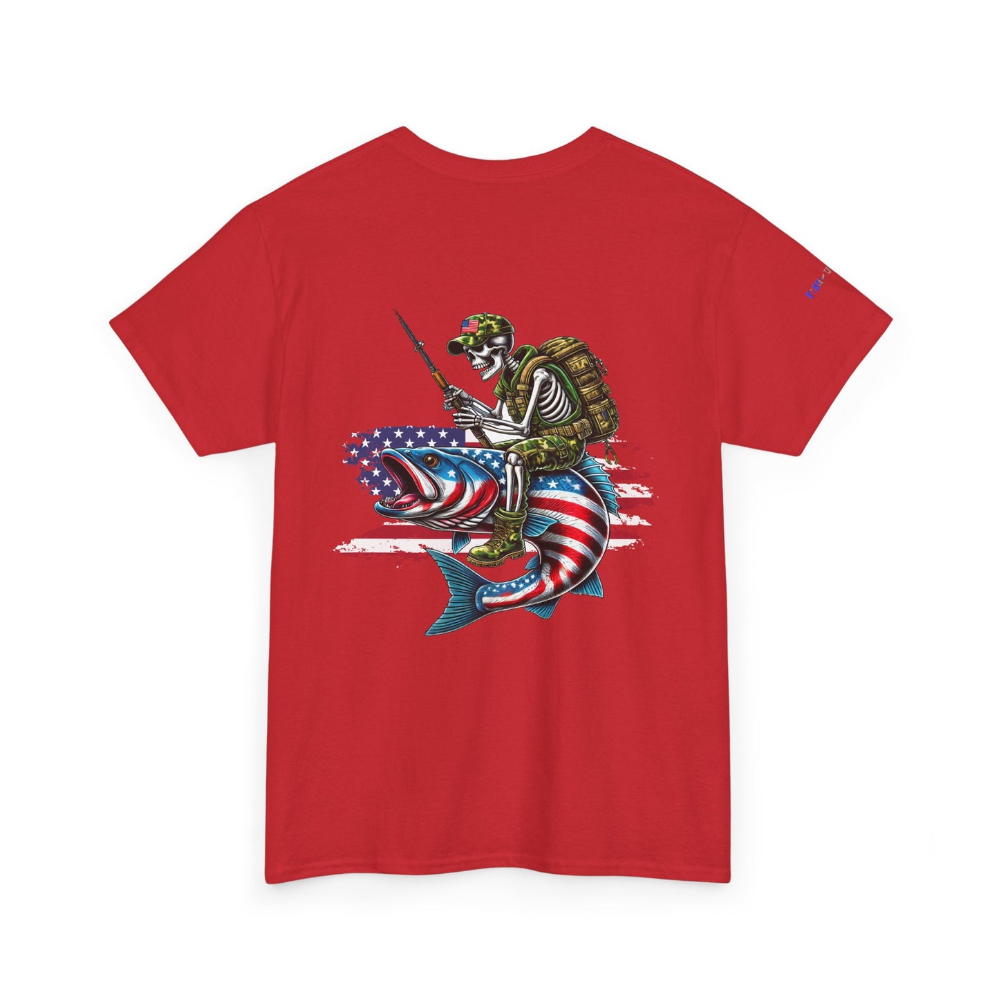 Soldier Riding Fish Patriotic Gulf of America Tee, Unisex Cotton T-Shirt, Fishing Shirt, Summer Apparel, Casual Wear, Gift for Anglers