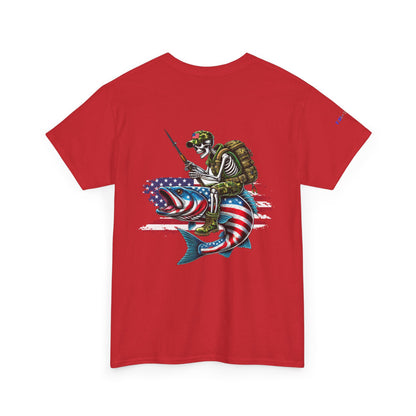 Soldier Riding Fish Patriotic Gulf of America Tee, Unisex Cotton T-Shirt, Fishing Shirt, Summer Apparel, Casual Wear, Gift for Anglers