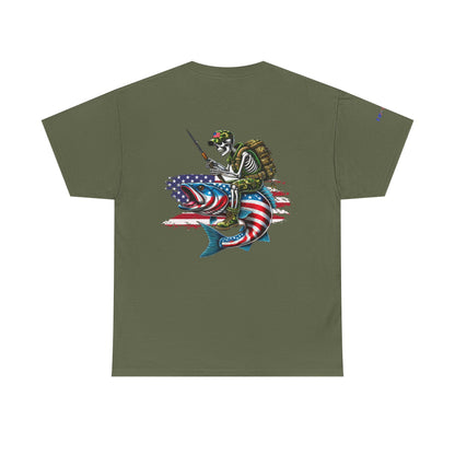 Soldier Riding Fish Patriotic Gulf of America Tee, Unisex Cotton T-Shirt, Fishing Shirt, Summer Apparel, Casual Wear, Gift for Anglers