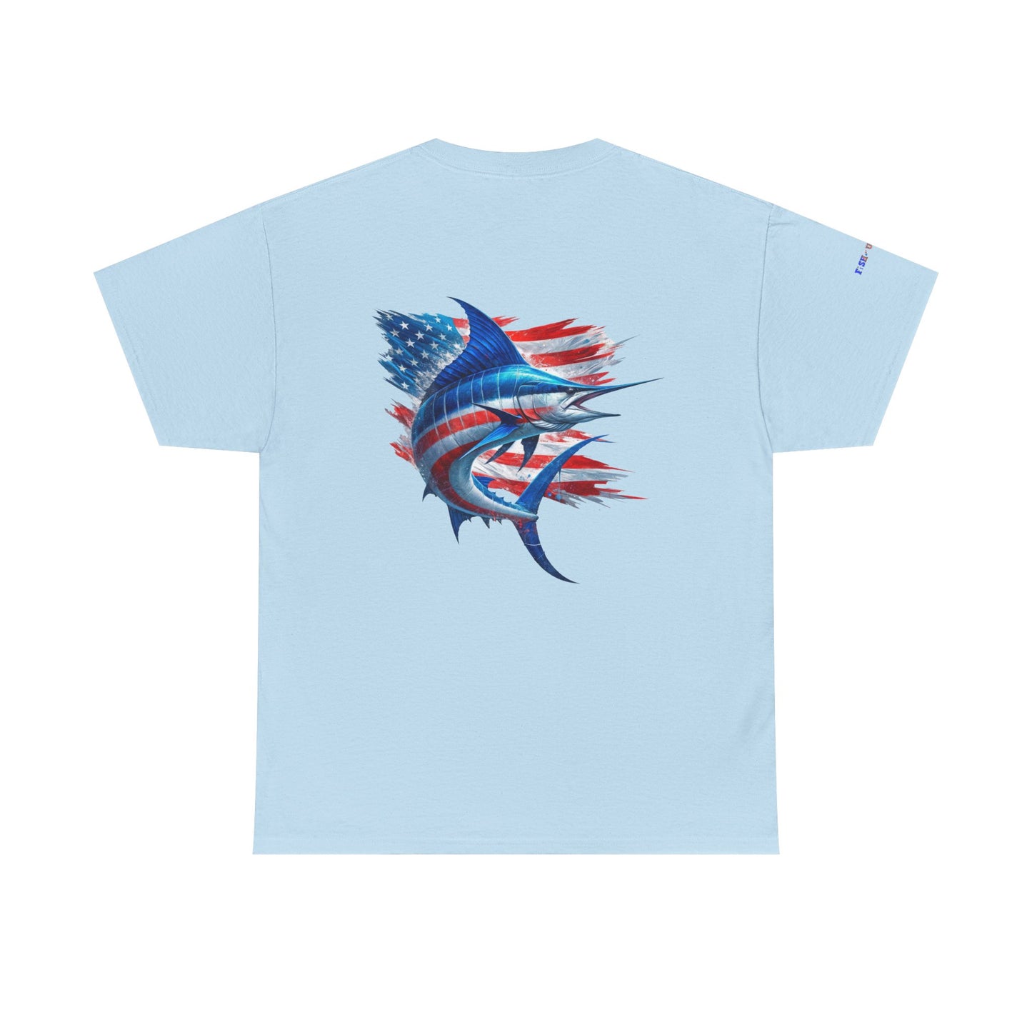 Large Logo Marlin Patriotic Gulf of America Tee, Unisex Cotton T-Shirt, Fishing Shirt, Summer Apparel, Casual Wear, Gift for Anglers
