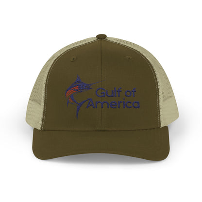 Gulf of America Snapback Trucker Cap, Fishing Gift, Summer Hat, Outdoor Accessories, Beachwear, Casual Wear, Fishing Enthusiast