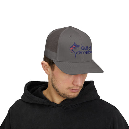 Gulf of America Snapback Trucker Cap, Fishing Gift, Summer Hat, Outdoor Accessories, Beachwear, Casual Wear, Fishing Enthusiast