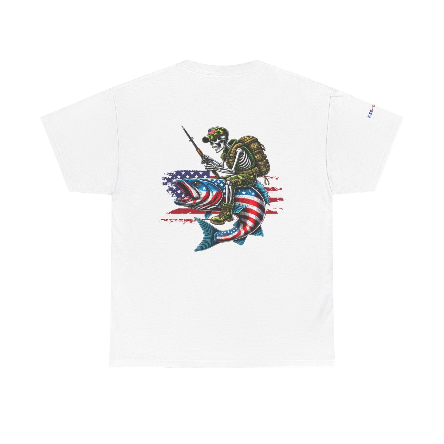Soldier Riding Fish Patriotic Gulf of America Tee, Unisex Cotton T-Shirt, Fishing Shirt, Summer Apparel, Casual Wear, Gift for Anglers