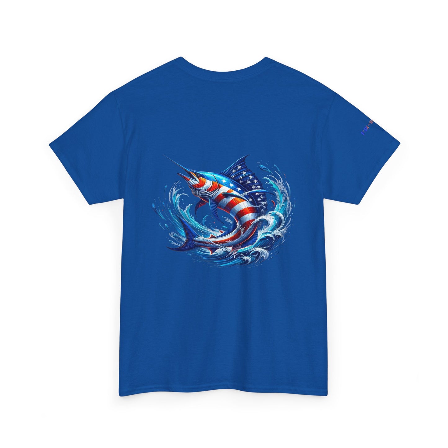 American Flag Marlin Patriotic Gulf of America Tee, Unisex Cotton T-Shirt