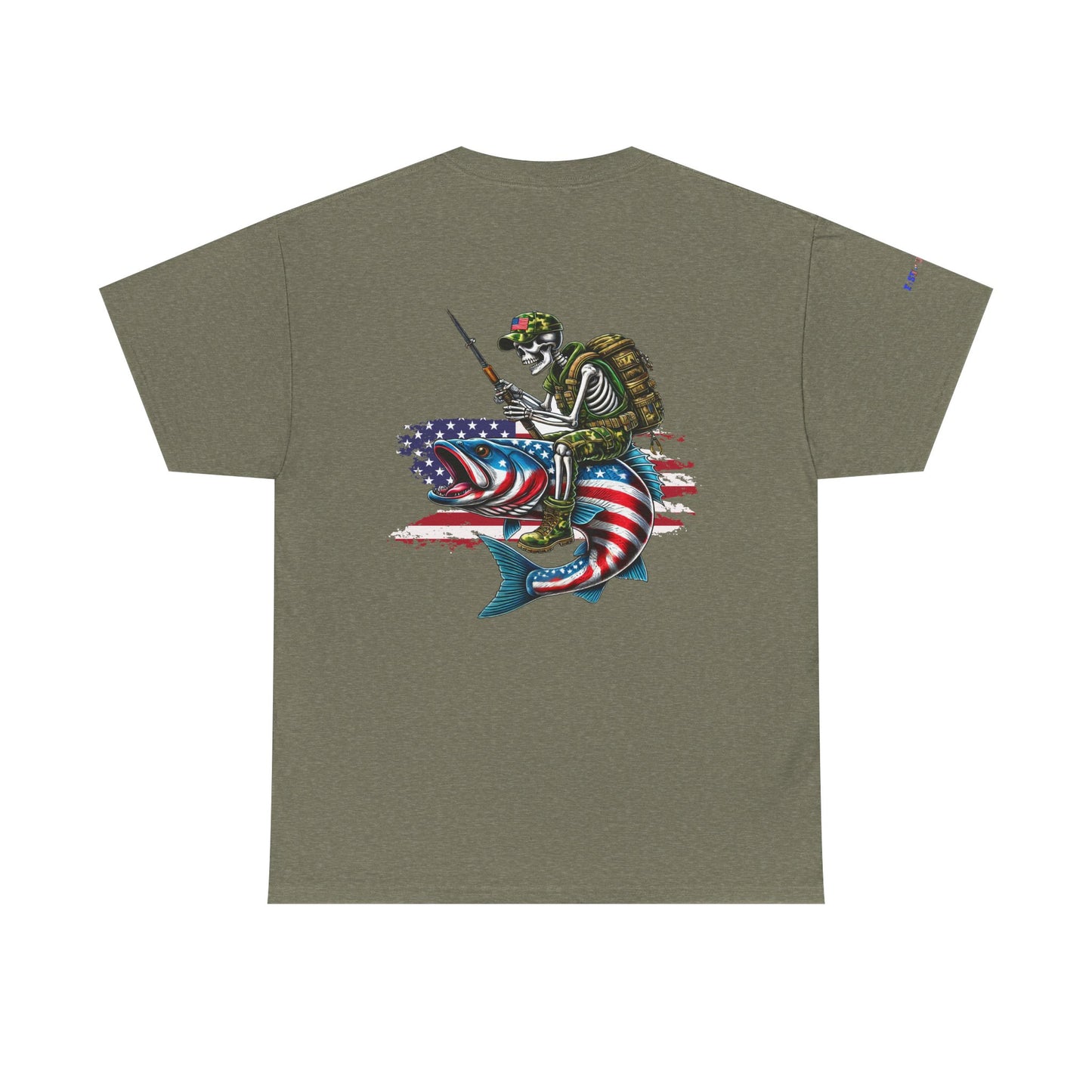 Soldier Riding Fish Patriotic Gulf of America Tee, Unisex Cotton T-Shirt, Fishing Shirt, Summer Apparel, Casual Wear, Gift for Anglers