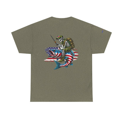 Soldier Riding Fish Patriotic Gulf of America Tee, Unisex Cotton T-Shirt, Fishing Shirt, Summer Apparel, Casual Wear, Gift for Anglers